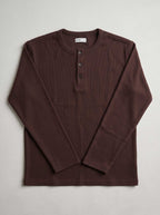 Long Sleeve Ribbed Henley - Hazel