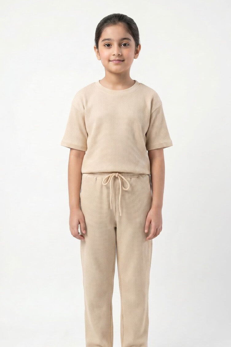 Kids' Signature Waffle Co-ord Set | Cream