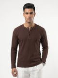 Long Sleeve Ribbed Henley - Hazel