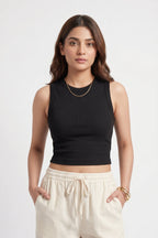 Women's Ribbed Tank Top- Black