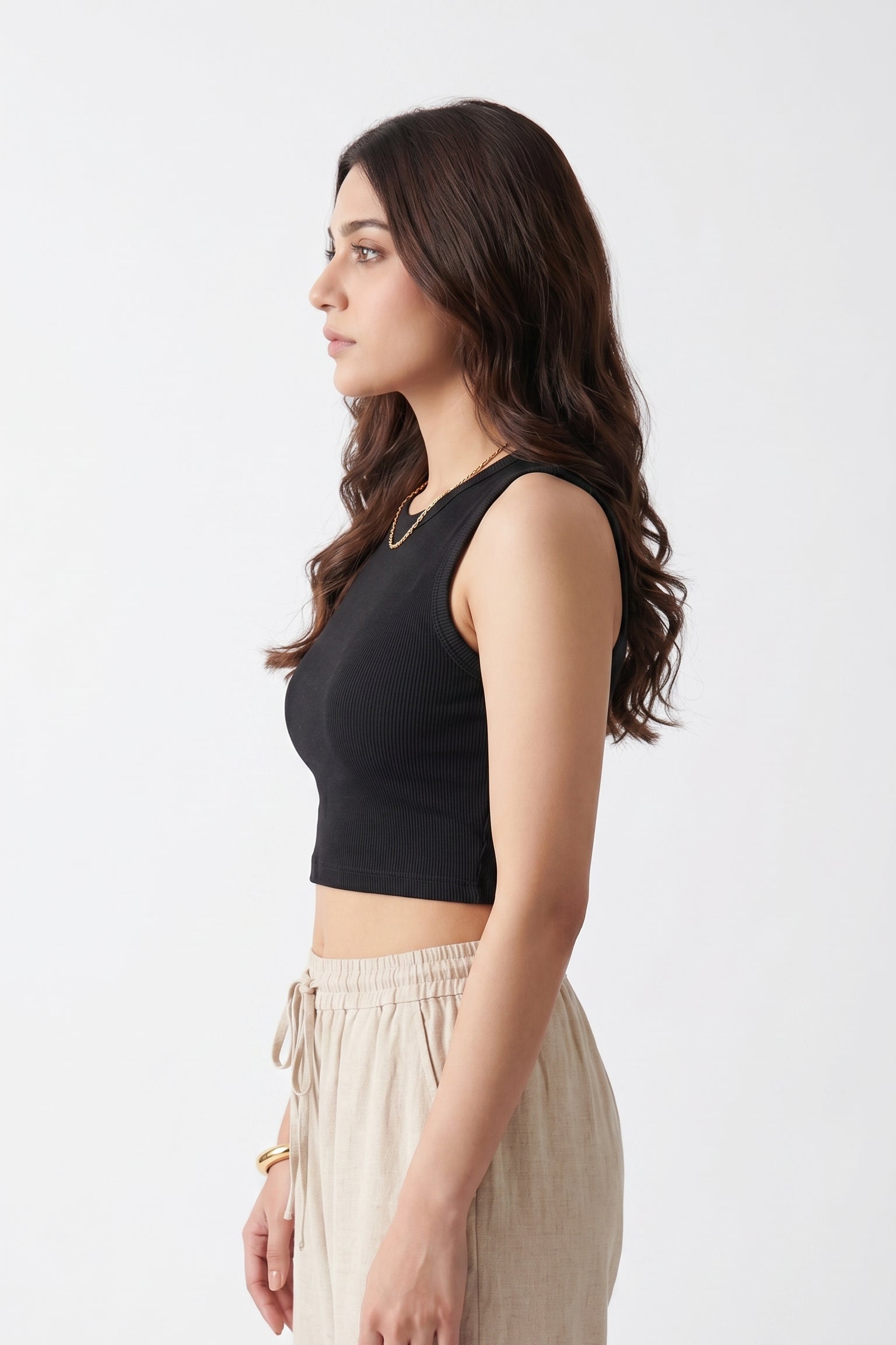 Women's Ribbed Tank Top- Black