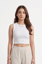 Women's Ribbed Tank Top- White