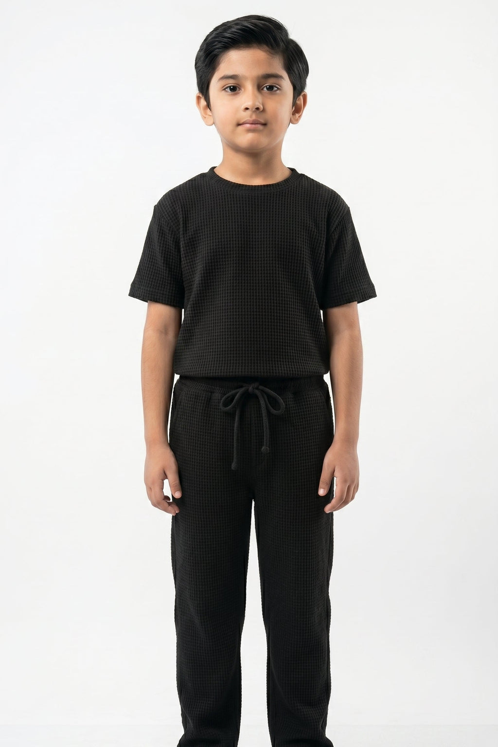 Kids' Signature Waffle Co-ord Set | Black
