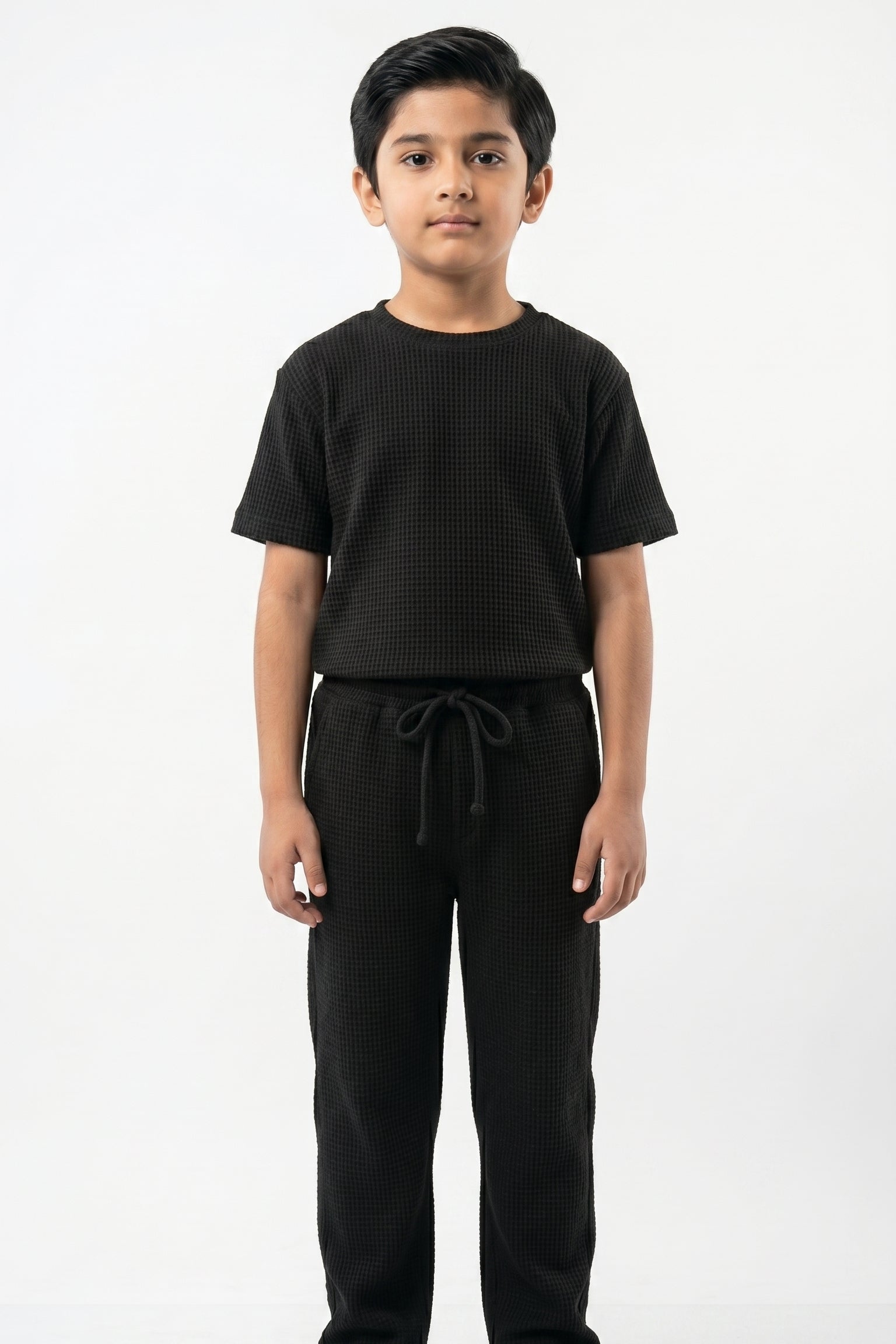 Kids' Signature Waffle Co-ord Set | Black