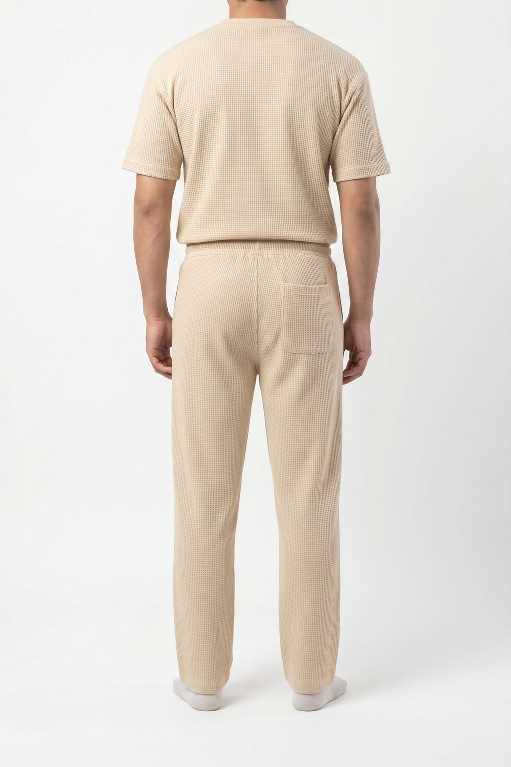 Men's Signature Waffle-Knit Trousers-Cream