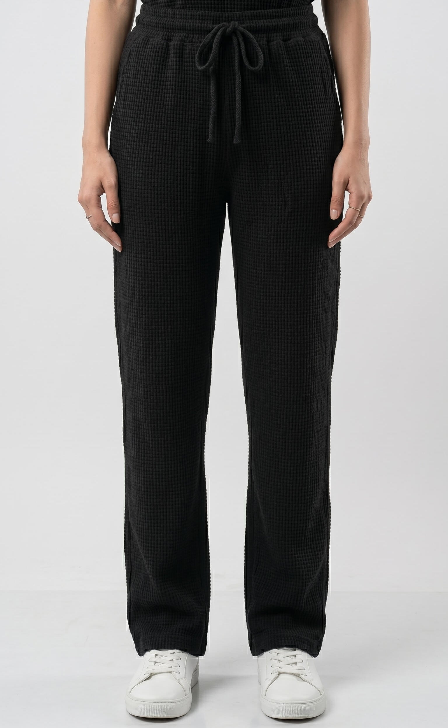 Women's Signature Waffle-Knit Trousers | Black