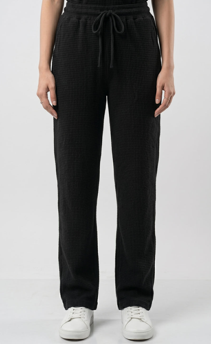 Women's Signature Waffle-Knit Trousers - Black