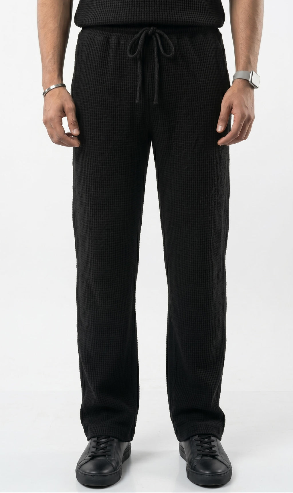 Men's Signature Waffle-Knit Trousers | Black