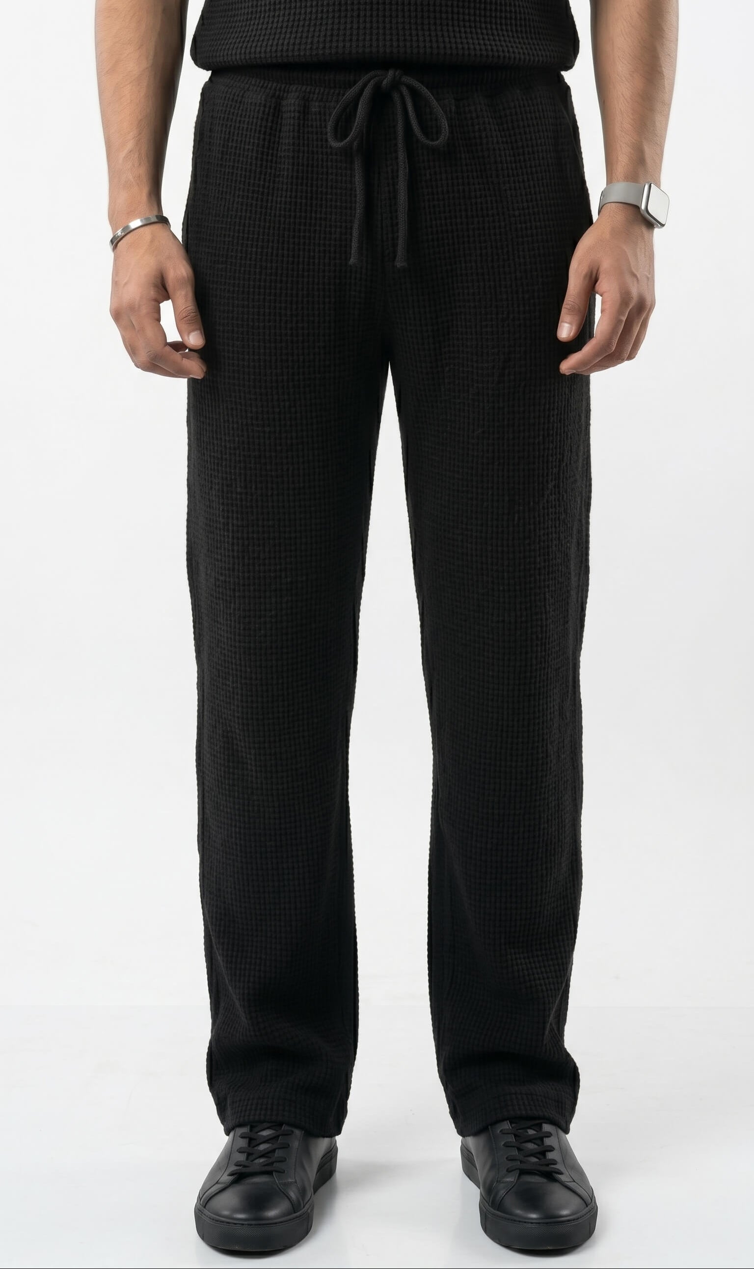 Men's Signature Waffle-Knit Trousers | Black