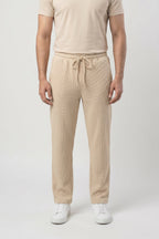 Men's Signature Waffle-Knit Trousers-Cream