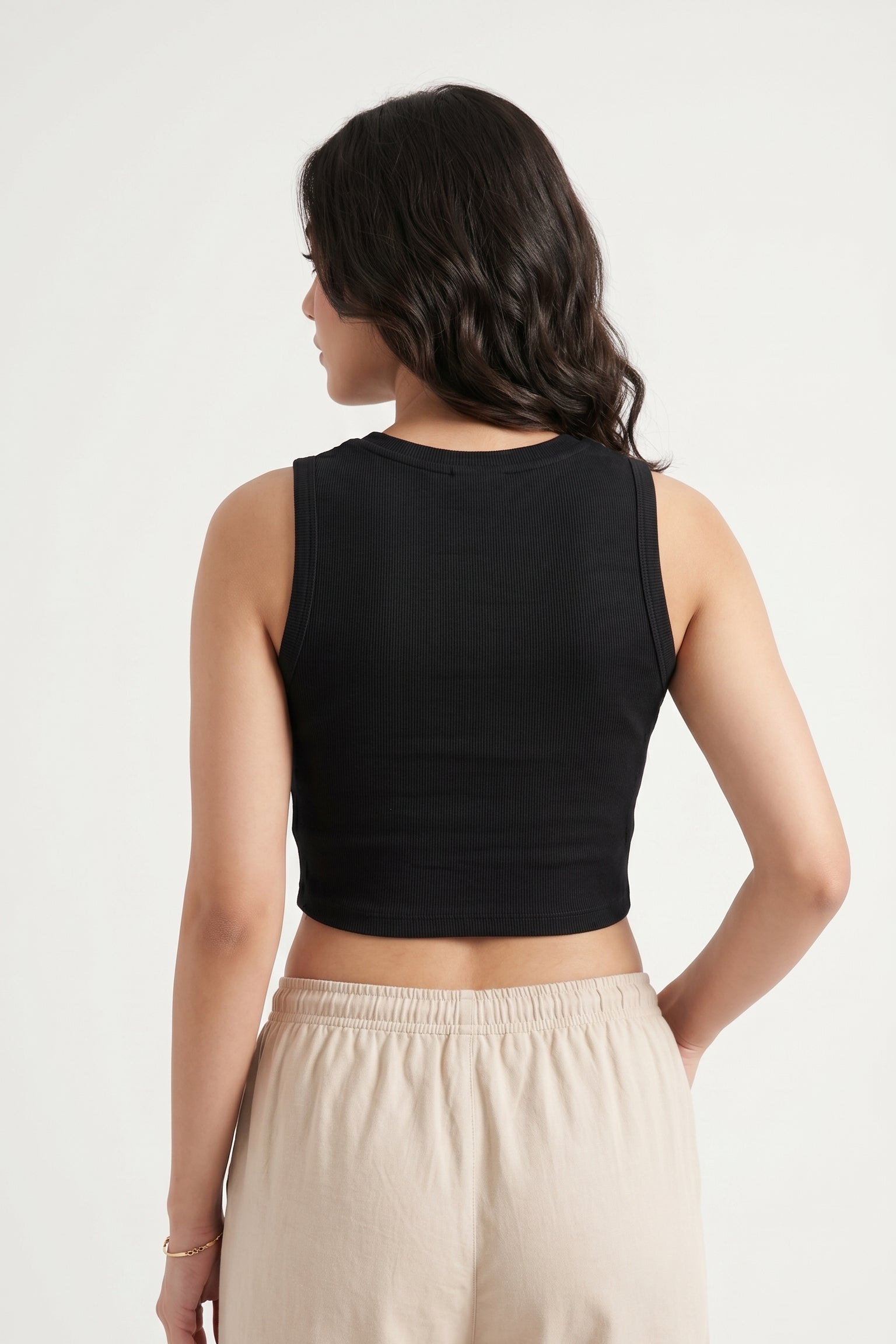 Women's Ribbed Tank Top- Black