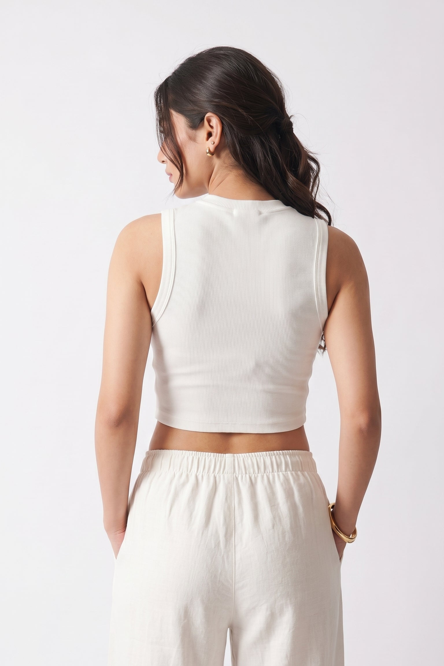 Women's Ribbed Tank Top- White