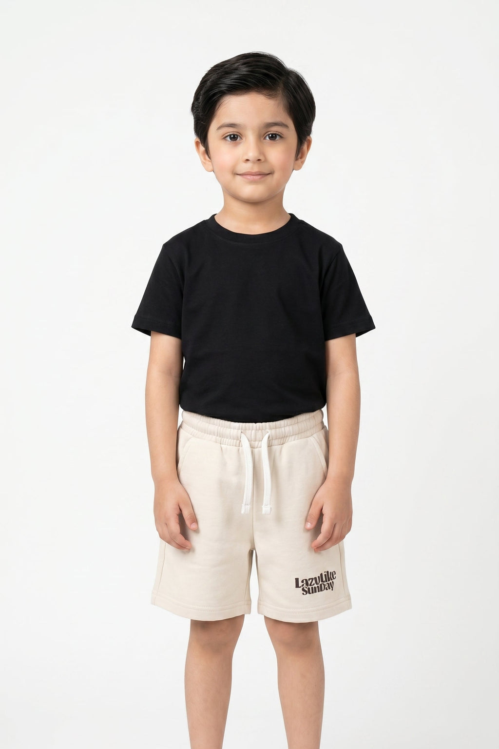 Lazy Like Sunday" Essential Shorts | Sand Beige