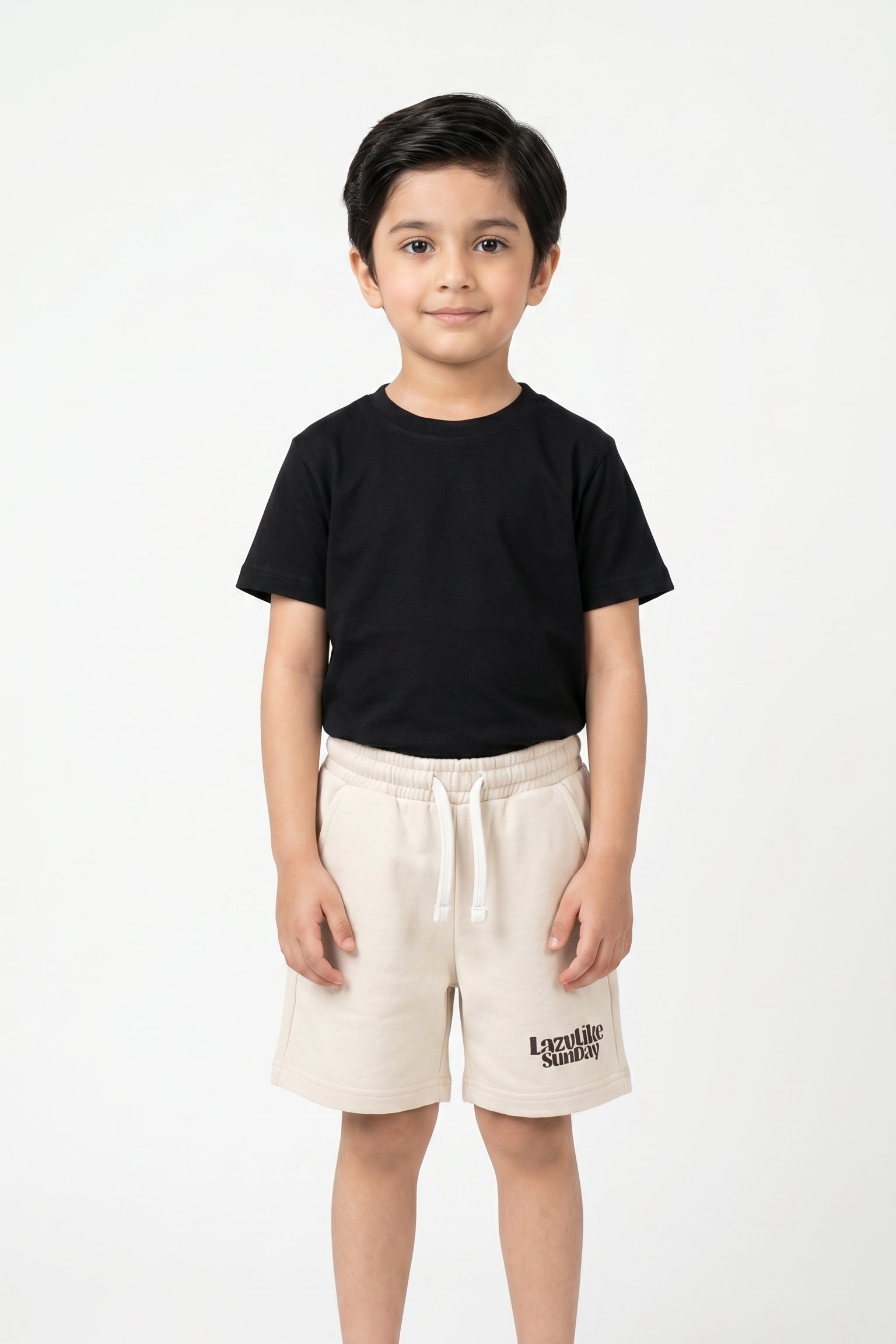 Lazy Like Sunday" Essential Shorts | Sand Beige