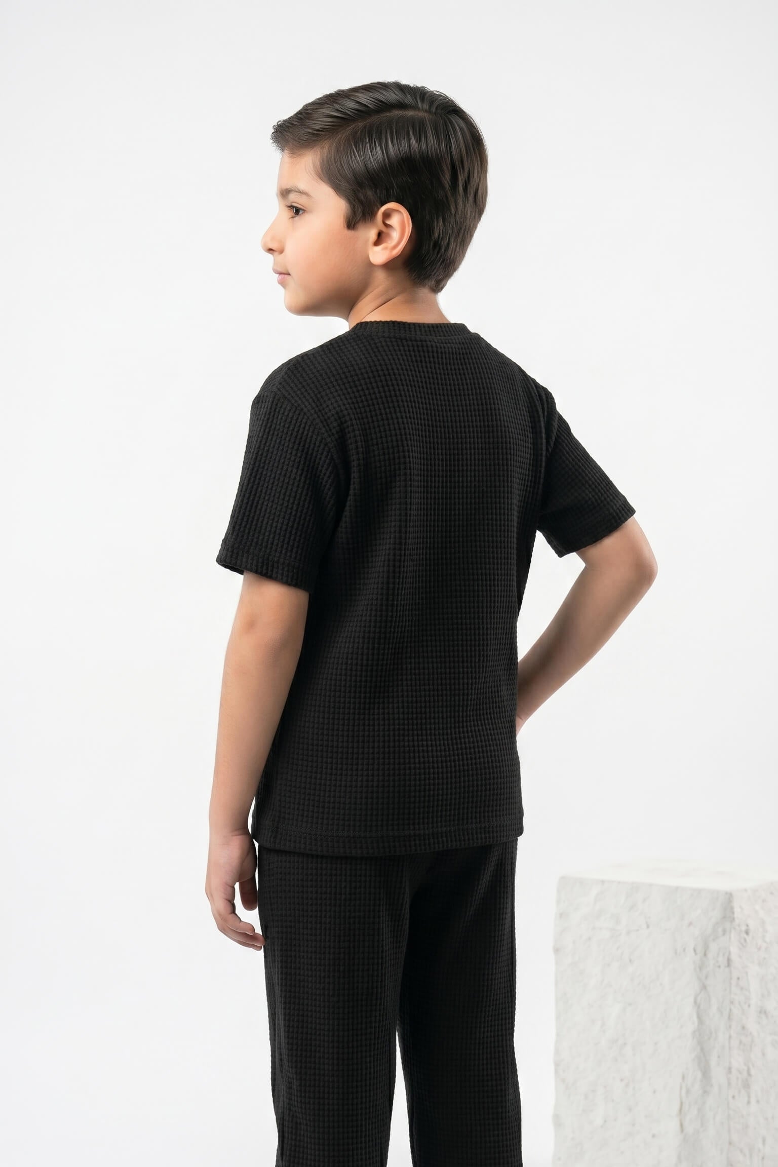 Kids' Signature Waffle Co-ord Set | Black