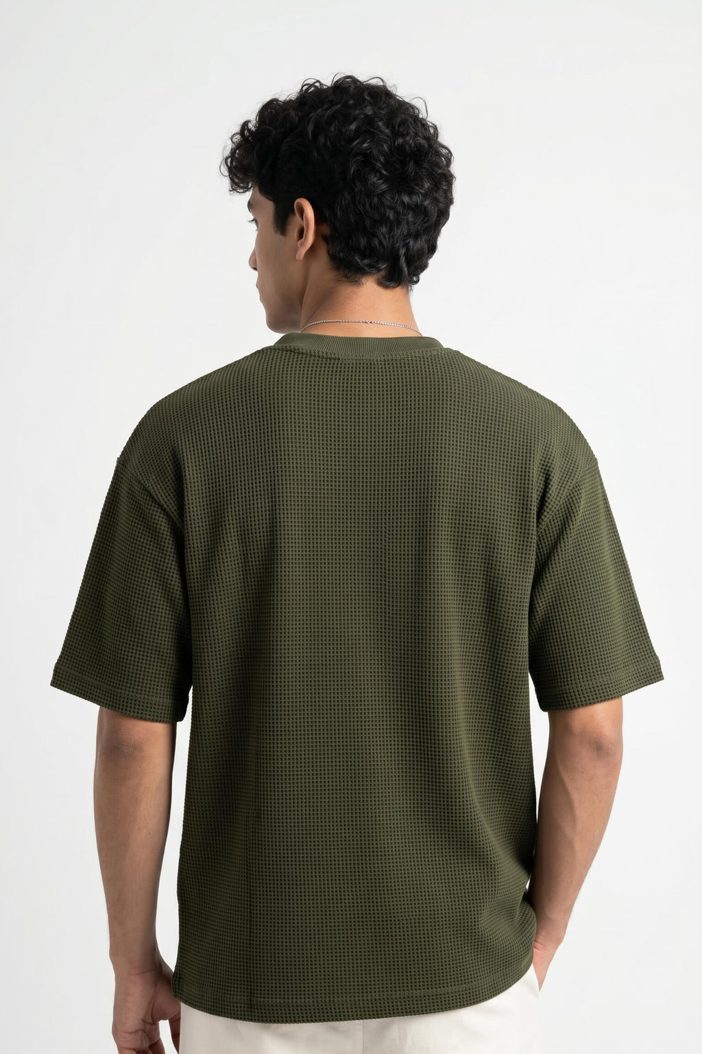 Two-Tone Thermal Oversized Tee | Moss Green