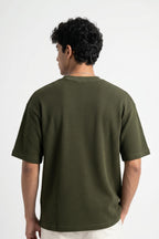 Two-Tone Thermal Oversized Tee | Moss Green