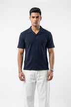 Men's Cuban Collar Shirt | Navy