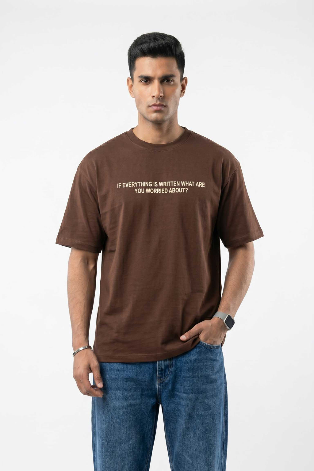 Maktoob Oversized Graphic Tee | Chocolate Brown