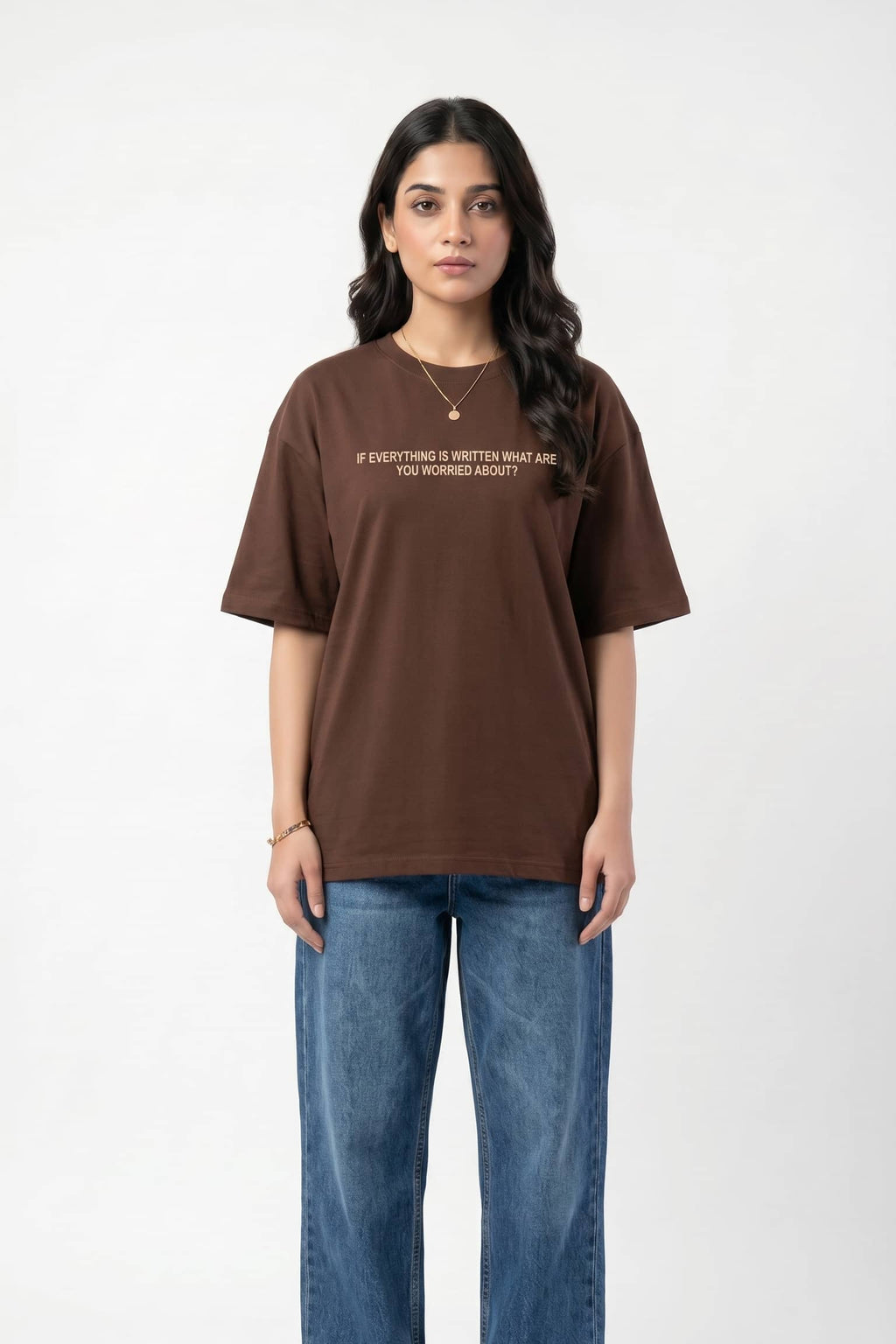 Maktoob Oversized Graphic Tee | Chocolate Brown