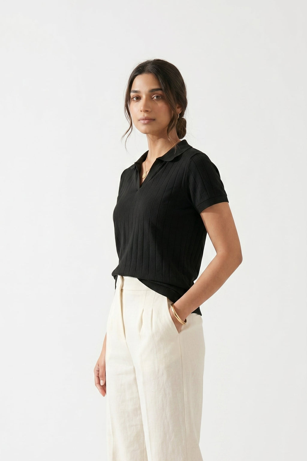 Women's Drop-needle polo-Black