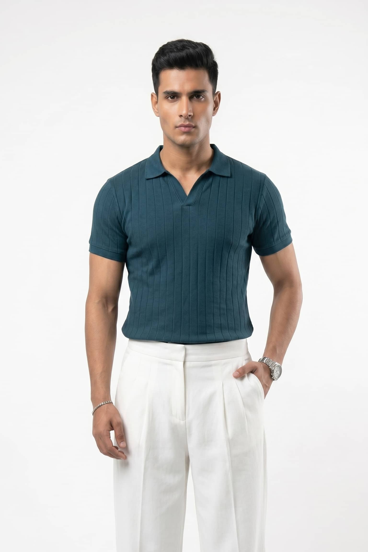 Men's Drop-needle polo-Nordic Blue