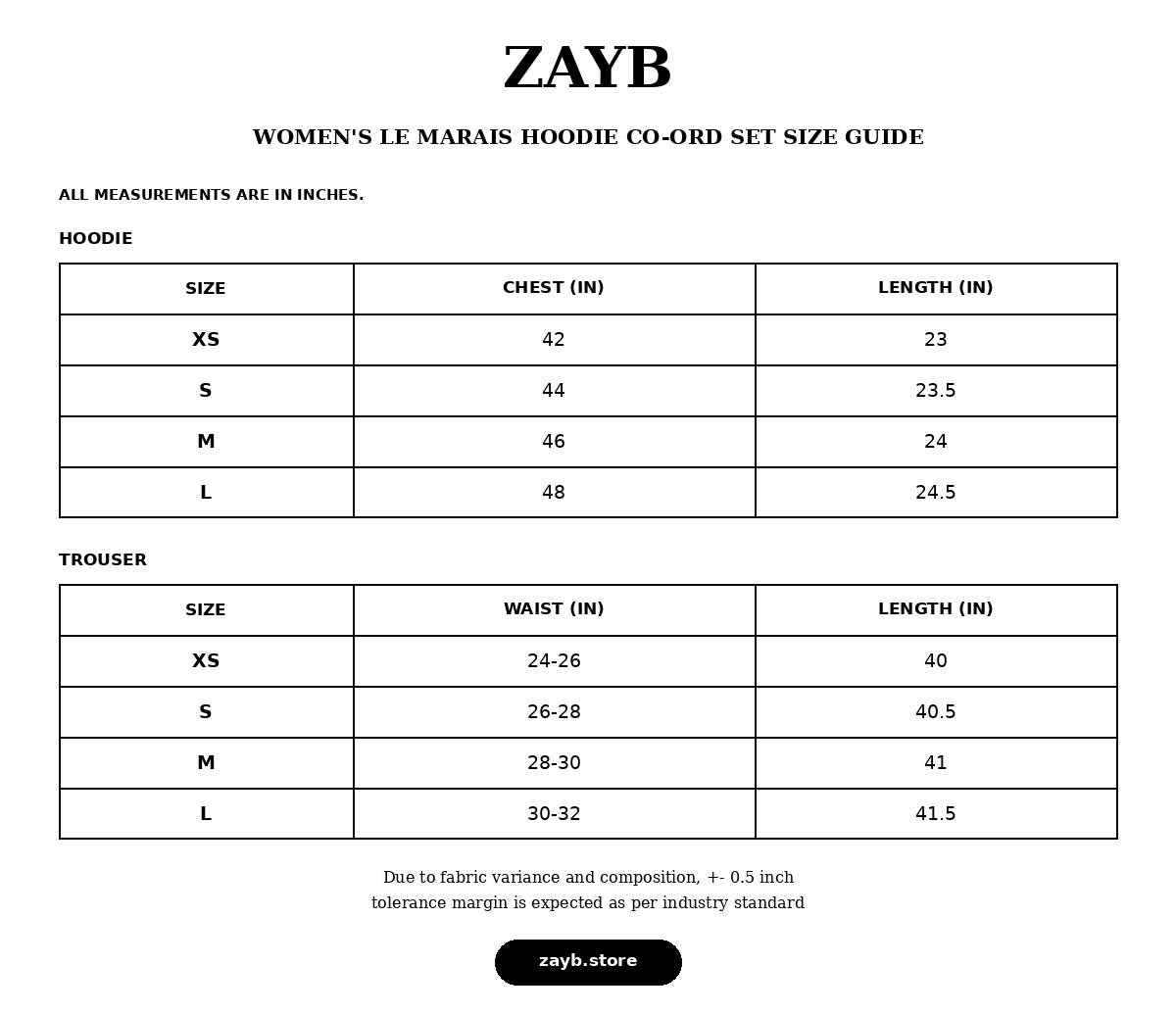 Size guide