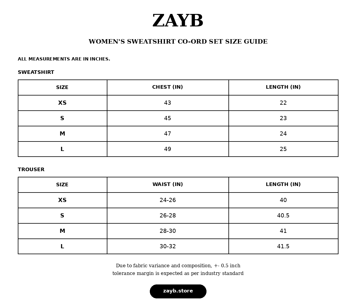 Size guide