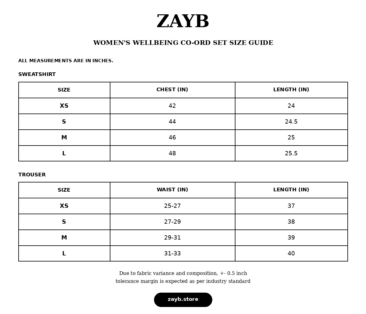 Size guide