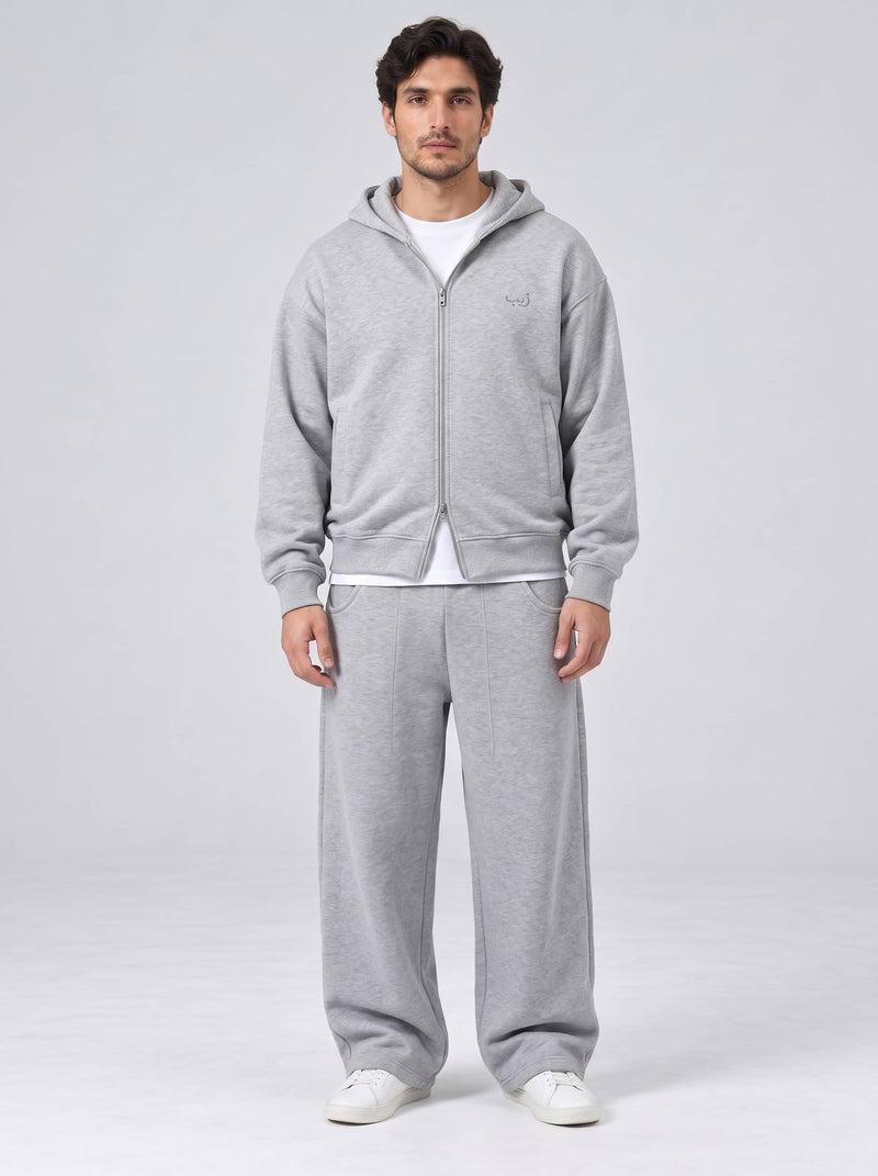 Men's Zayb Archive 26 double-zip co-ord set, grey melange, front