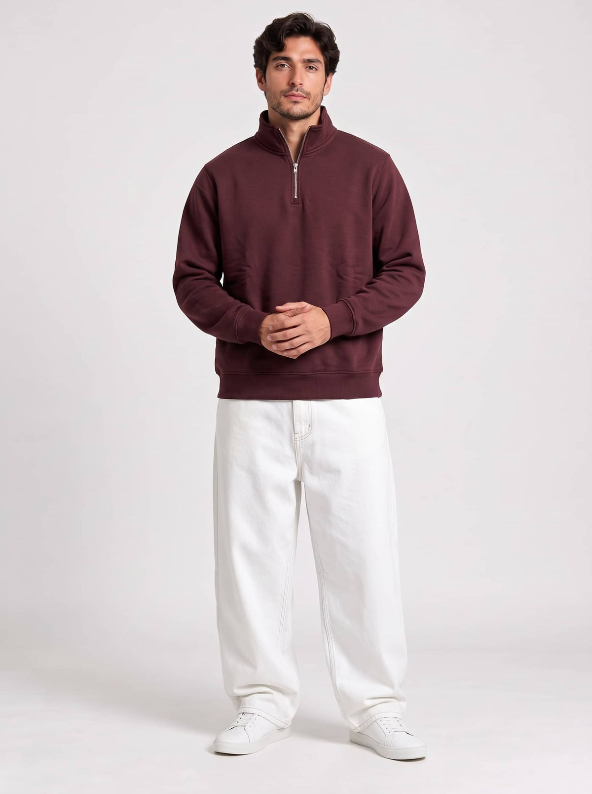 Men's Quarter-Zip in Cherry Red - Zayb