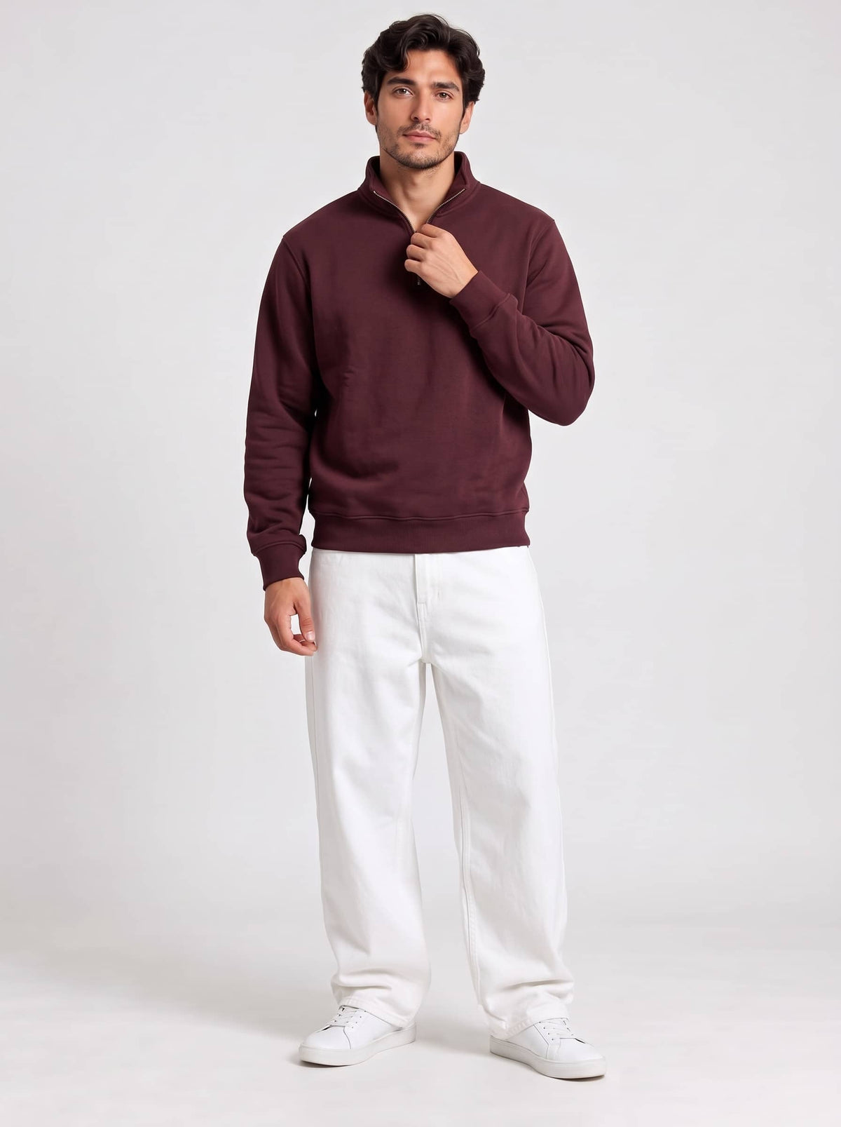 Men's Quarter-Zip in Cherry Red - Zayb