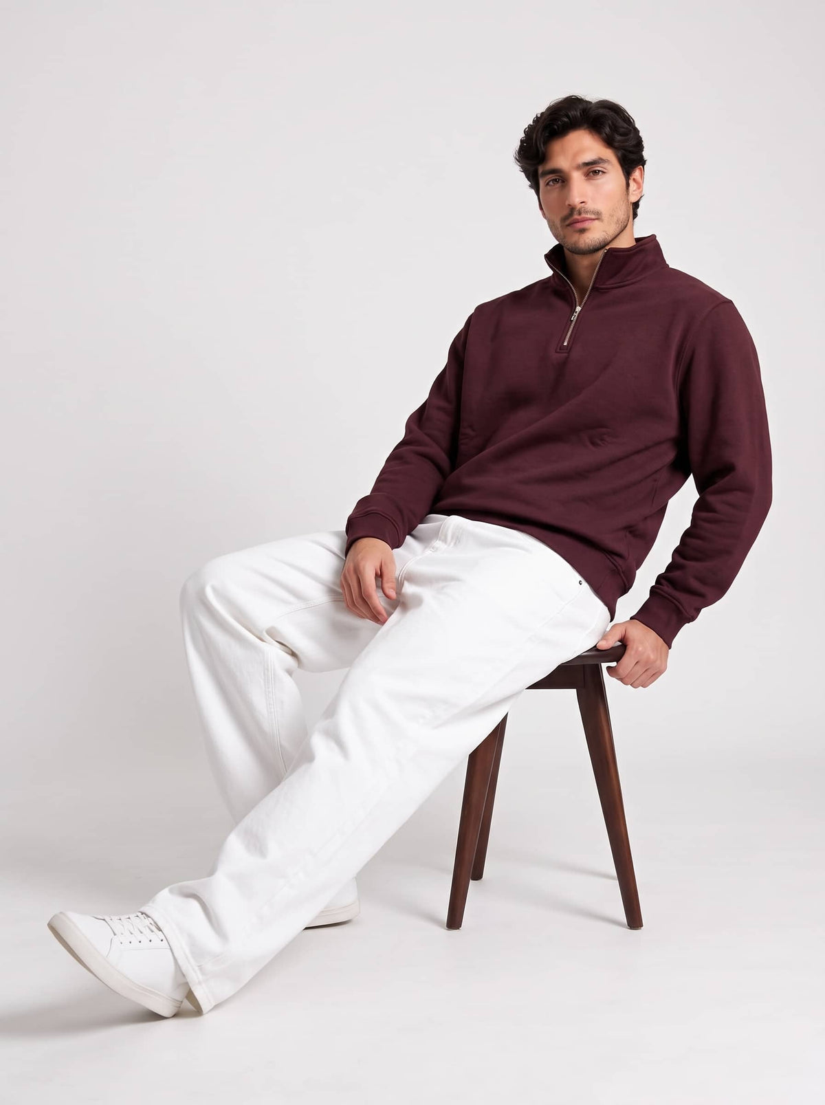 Men's Quarter-Zip in Cherry Red - Zayb