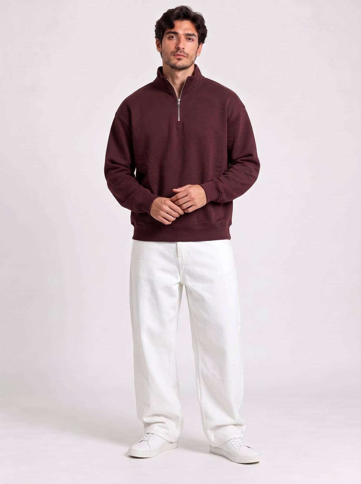 Men's Quarter-Zip in Cherry Red - Zayb