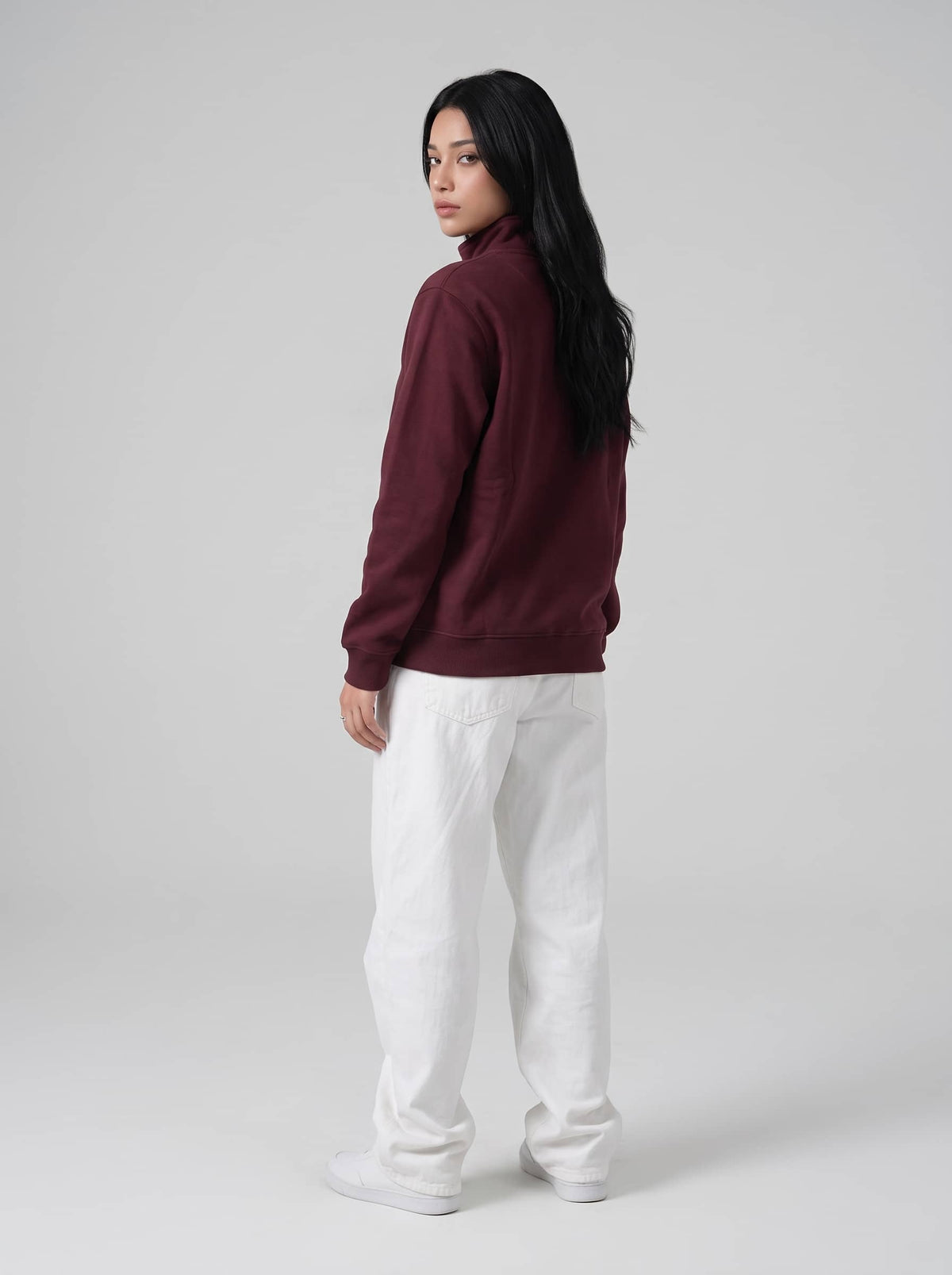Women's Quarter-Zip in Cherry Red - Zayb