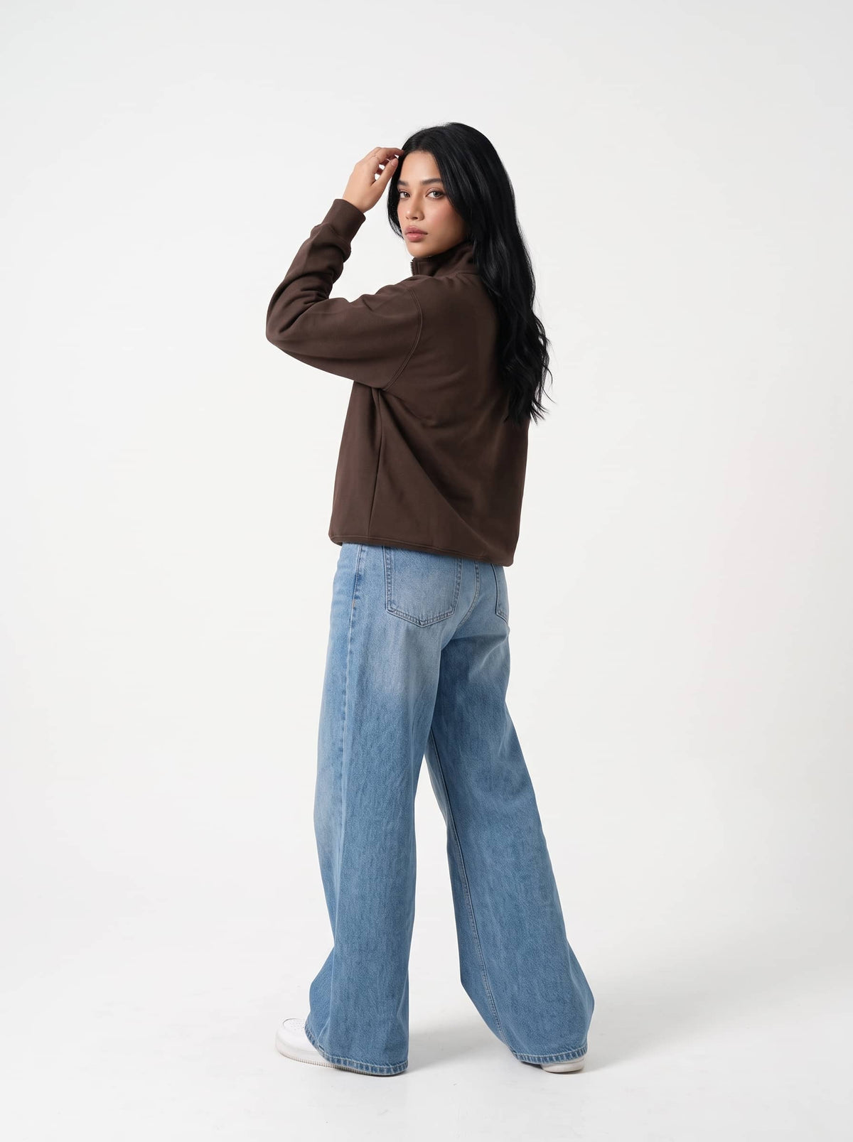 Women's Quarter-Zip in Coffee Bean - Zayb